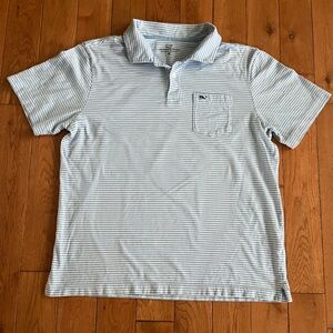 Vineyard Vines Blue and White Striped Polo - Size Medium